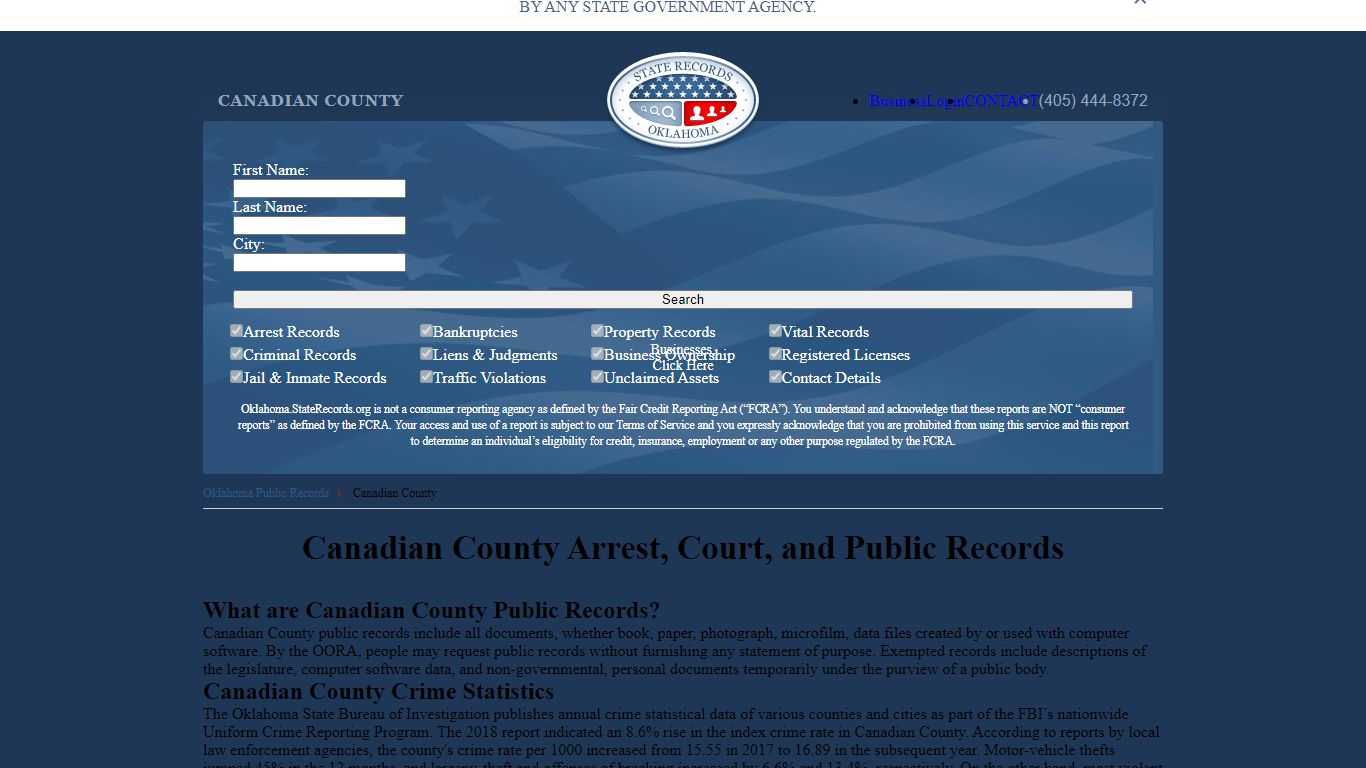 Canadian County Arrest, Court, and Public Records